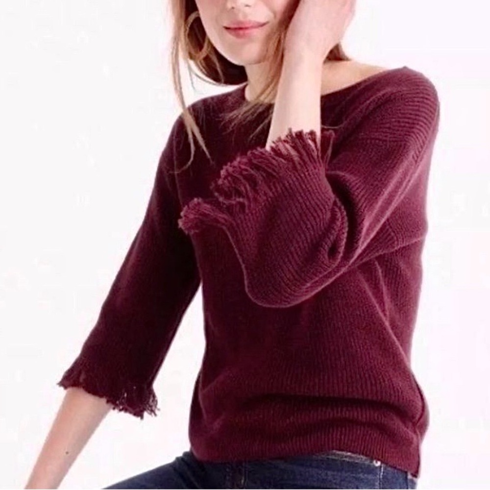 J CREW | Med | Fringe Sleeves! Burgundy